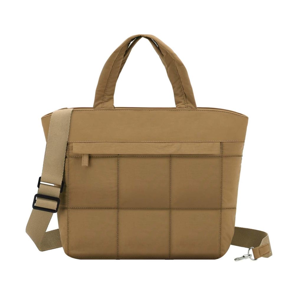 Compact Puffer Shopper Satchel For Women, Lightweight Mini Quilted